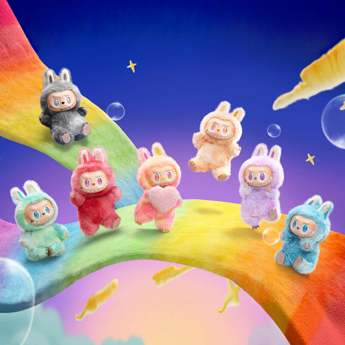 Unlock Joy with the Complete 6-Piece POP MART Labubu Energy Series Plush Keychain Set!