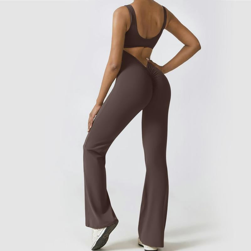 Elevate Your Workout Wardrobe with OYV Women's Sexy Backless Flare Jumpsuits - The Ultimate Butt Lift & Tummy Control Gym Essential