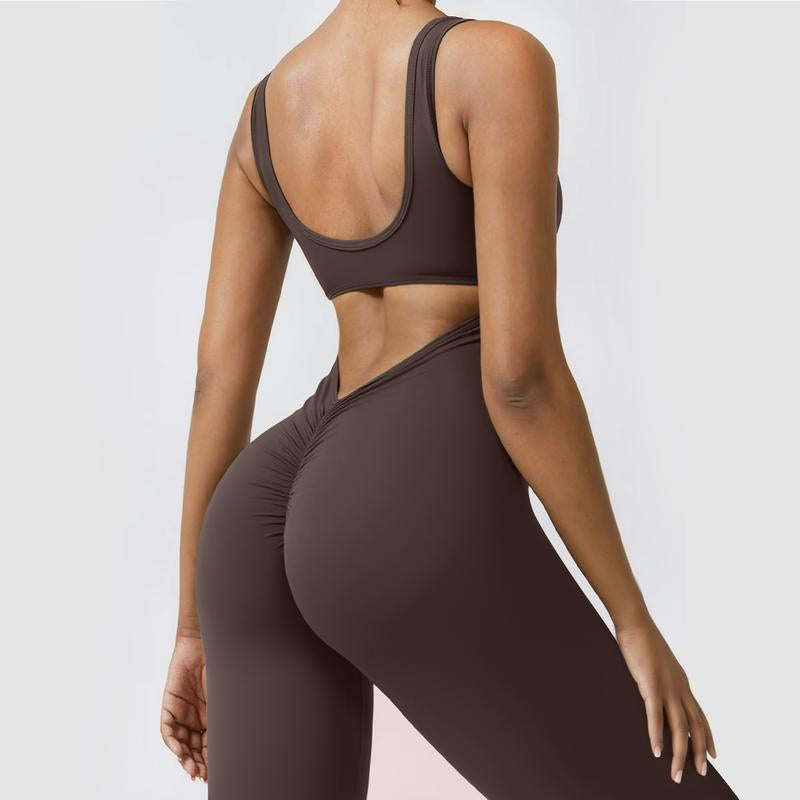 Elevate Your Workout Wardrobe with OYV Women's Sexy Backless Flare Jumpsuits - The Ultimate Butt Lift & Tummy Control Gym Essential