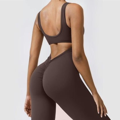 Elevate Your Workout Wardrobe with OYV Women's Sexy Backless Flare Jumpsuits - The Ultimate Butt Lift & Tummy Control Gym Essential