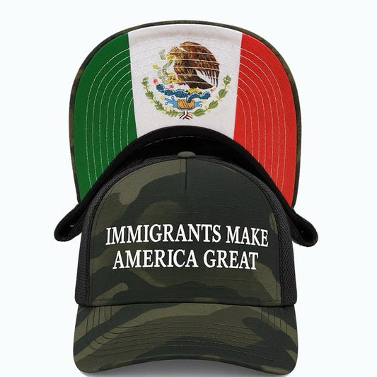 Camo Mexico Trucker Hat - Celebrating Immigrant Contributions to America