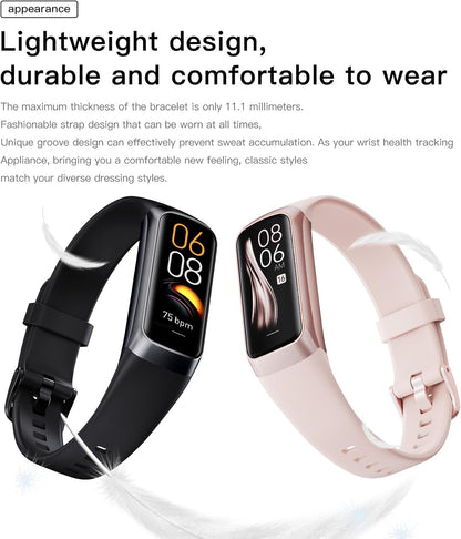 Revolutionary Health and Fitness Tracker for All: AMOLED Display, IP68 Waterproof, Heart Rate & Blood Pressure Monitoring, Compatible with Android & iOS