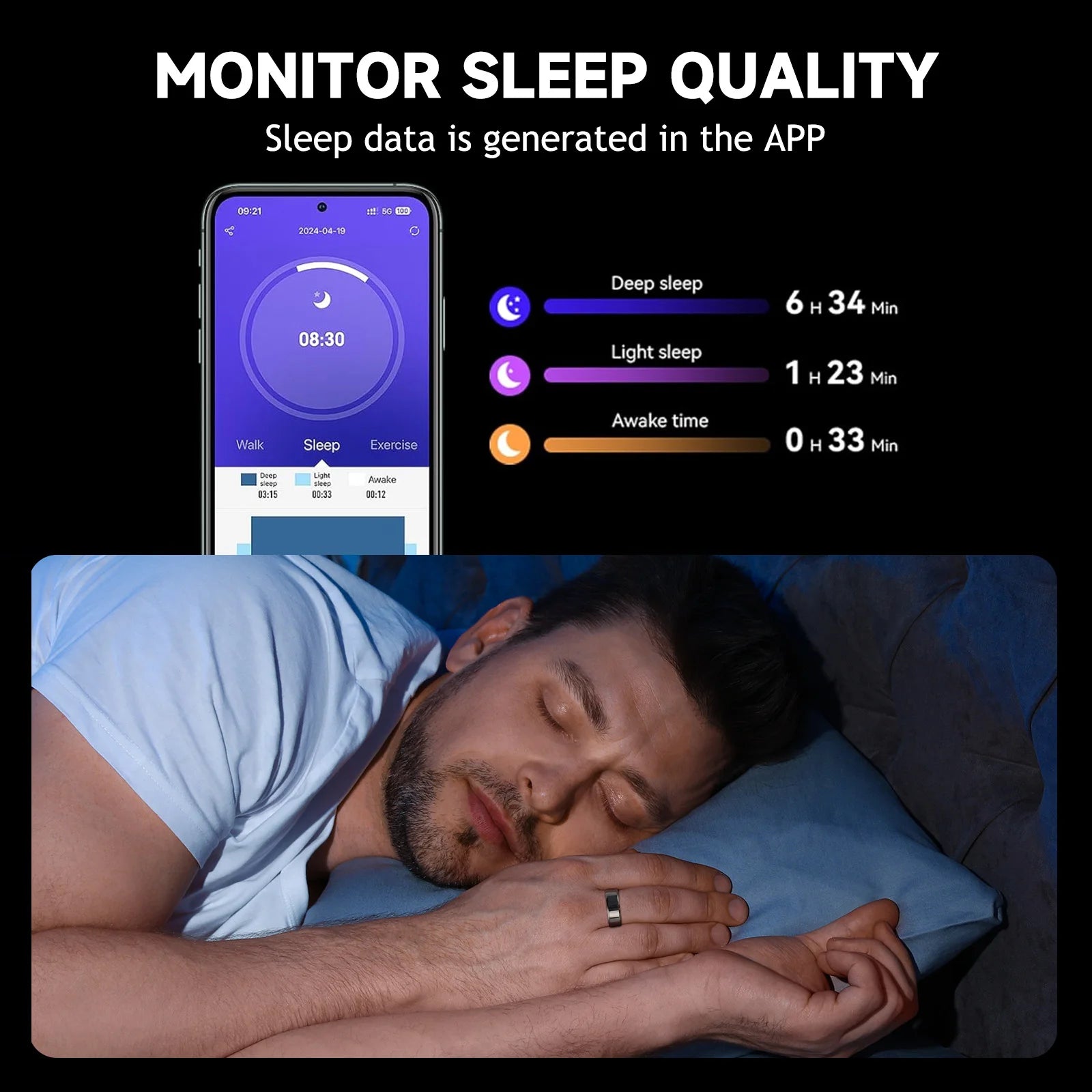 Revolutionary Smart Ring Health Tracker - Stylish Gold Fitness Tracker for Men and Women with Long Lasting Battery and IP68 Waterproof Technology