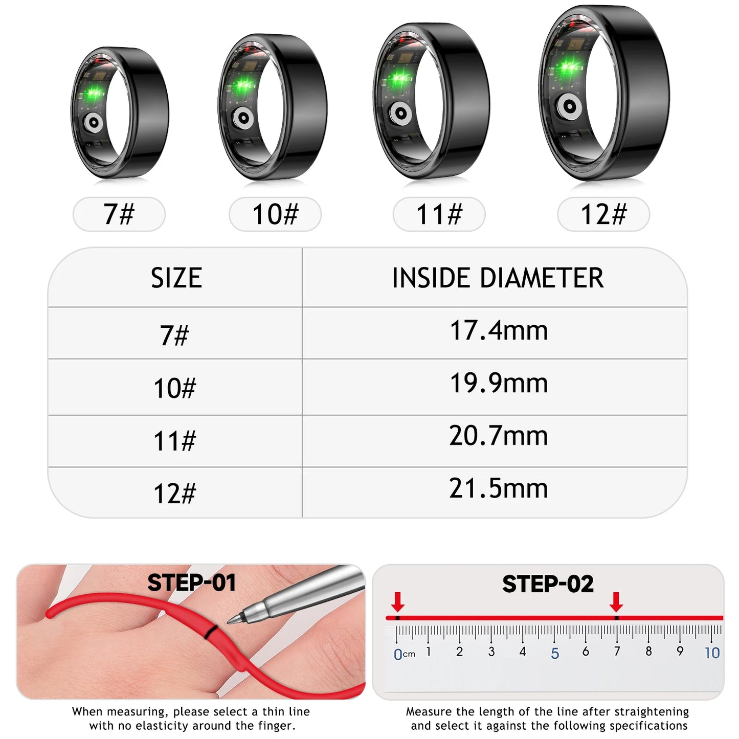 Revolutionary Smart Ring Health Tracker - Stylish Gold Fitness Tracker for Men and Women with Long Lasting Battery and IP68 Waterproof Technology
