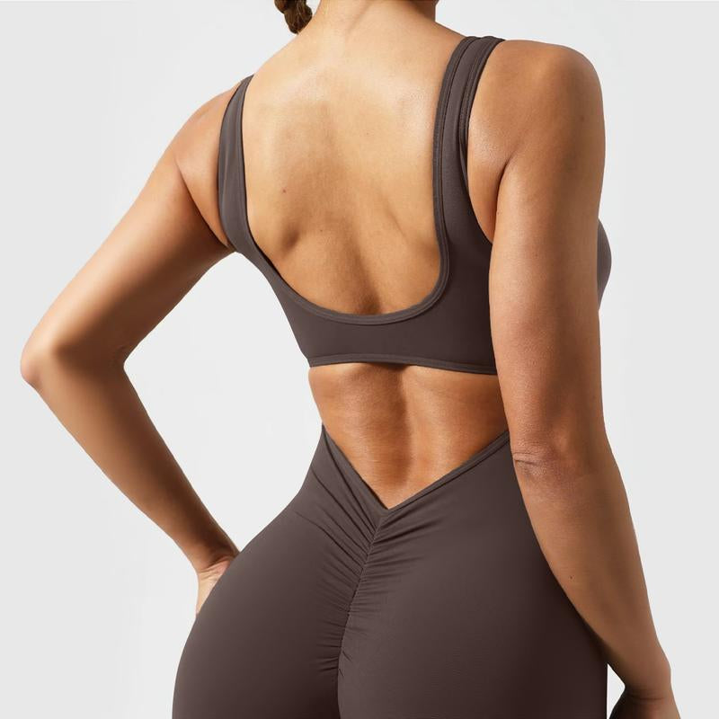 Elevate Your Workout Wardrobe with OYV Women's Sexy Backless Flare Jumpsuits - The Ultimate Butt Lift & Tummy Control Gym Essential