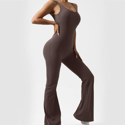 Elevate Your Workout Wardrobe with OYV Women's Sexy Backless Flare Jumpsuits - The Ultimate Butt Lift & Tummy Control Gym Essential